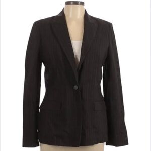 Tahari Gray Wool Purple Pinstripe Blazer Jacket 10